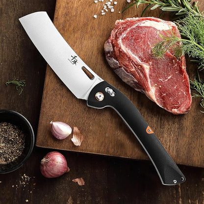 SENBON 440 Stainless Steel Lightweight Ultra Sharp Pocket Folding Chef Knife Peeling Utility Knife Fruit Knife g10 Handle with Back Clip