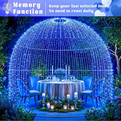 66FT 200 LED Outdoor String Lights, Plug in Christmas Lights Indoor Waterproof, 8 Modes Connectable Twinkle Fairy Lights Clear Wire for Home Garden Patio Wedding Party Decorations, Blue