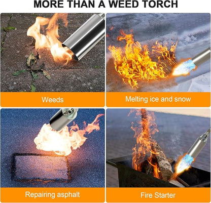 Propane Torch Kit Weed Burner 1,800,000 BTU, Built-in Igniter, 10FT Hose | Heavy Duty Flame Thrower Gun with 30" High Flame, Detachable Long Reach Torch for Weeds, Ice, Snow, Asphalt