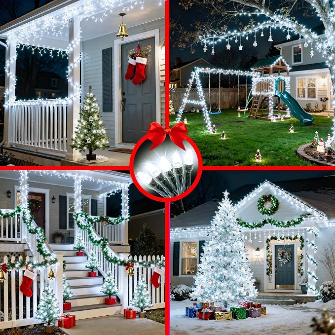 1500 LED 470FT Christmas String Lights, 12 Modes and Timer Memory Dimmable, Plug in Outdoor Waterproof Dark Green Wire Twinkle Fairy Light for for Xmas Yard Tree Wedding Party Outside Decor Cool White