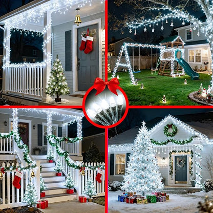 340 LED 90FT Christmas String Lights Outdoor, 12 Pro Modes and Timer Memory & Brightness, Plug in Waterproof Dark Green Wire Twinkle Light for for Xmas Yard Tree Wedding Party Decor (Cool White)