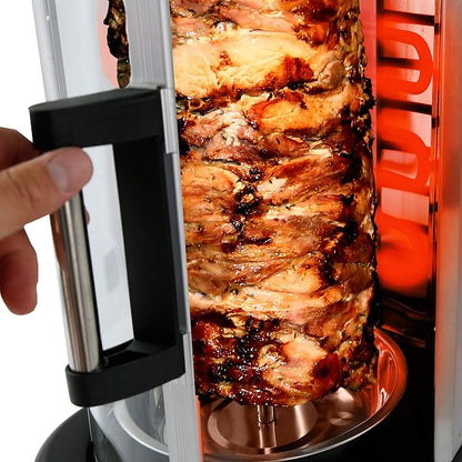 NutriChef Countertop Vertical Rotating Oven - Rotisserie Shawarma Machine, Kebob Machine, Stain & Heat Resistant Door & Energy Efficient, Includes Kebob Rack with 7 Skewers (PKRTVG34)