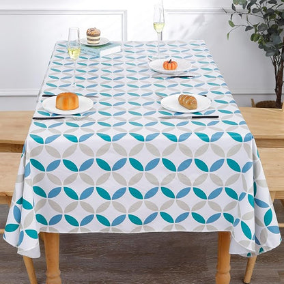 Walrus Heavy Duty Vinyl Tablecloth with Flannel Backing Waterproof Oil-Proof Plastic Table Cloth Stain-Resistant Wipeable Table Cover for Indoor and Outdoor (Geometric Leaf,54x54 Inch)