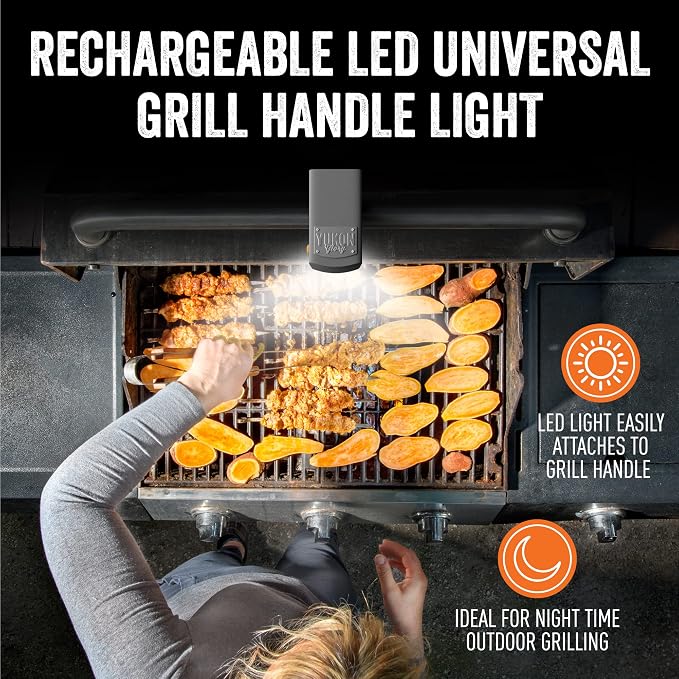Yukon Glory Rechargeable LED Grill Handle Light, Fits Most Grills | Bright, water and heat resistant. Fits most outdoor grills. Rechargeable, patent pending.