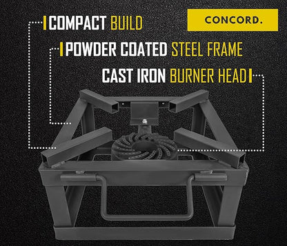 CONCORD 12" THE BLOCK BURNER Single Propane Outdoor Burner. 100,000 BTU Great for Home Brewing, Camping, Tailgating, and More!