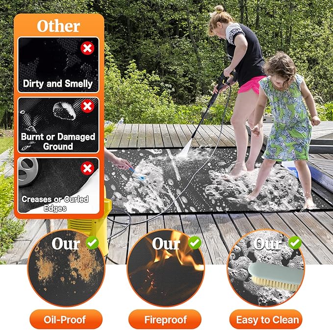 48 ×28 inches Under Grill Mat / Fire Pit Mat Fireproof Waterproof Oil-Proof, Fireproof Mat Fireplace Mat BBQ Mat Protect Mat for Deck Patio Grass Outdoor Charcoal, Flat Top, BBQ Smokers, Gas Grills