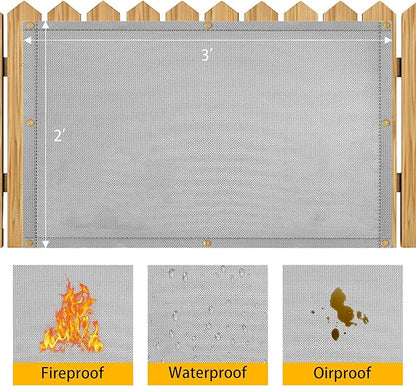 Heat Shield Behind Grill Grey Fireproof Cover and Screen Protect Deck Railing from Grill Heat Shield for Wood Stove, 3’x2’ Wall Protector for Fridge Waterproof BBQ Mat UV Resistant Privacy Screen