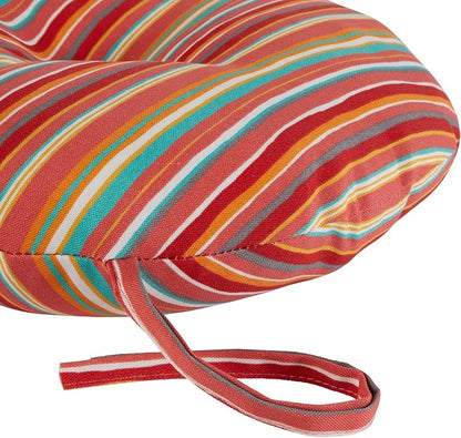 Greendale Home Fashions Coral Stripe Outdoor 15-inch Bistro Seat Cushion, Set of 2