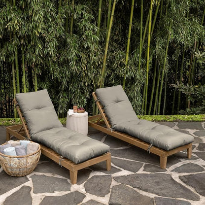 Arden Outdoor Tufted Chaise Cushion, earthFIBER, 22x76, Taupe | Plush Comfort, Modern Tuft, Lounge Cushion, Rain-Proof, Fade Resistant, Cushion for Chaise Lounger, Mold and Mildew Resistant