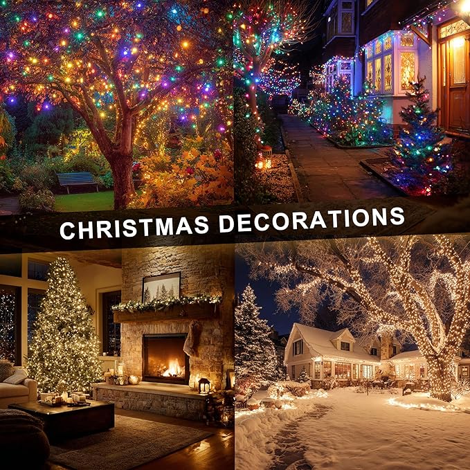 Dazzle Bright Color Changing Christmas Lights, 66FT 200LED Warm White & Multi-Colored Waterproof String Lights with Remote 11 Modes, Christmas Decorations for Outdoor Indoor Tree Party Garden Holiday