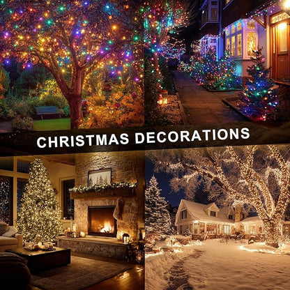 Dazzle Bright Color Changing Christmas Lights, 66FT 200LED Warm White & Multi-Colored Waterproof String Lights with Remote 11 Modes, Christmas Decorations for Outdoor Indoor Tree Party Garden Holiday