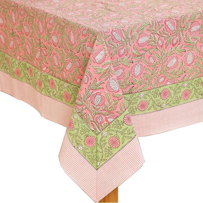 100% Cotton Hand Block Printed, Tablecloth for Kitchen, Dining, Table Cover for Parties, Chritmas, Weddings, Barbecues and Summer picnics Table Cloth