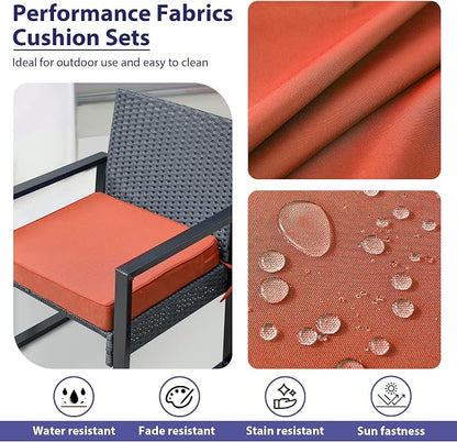 IPYNBAP Outdoor Chair Cushions Set of 4 -Waterproof Outdoor Seat Cushions for Patio Furniture, Patio Chair Cushion with Handle and Ties, Out Door Chair Pads,18.5x16x3-Square, Spice