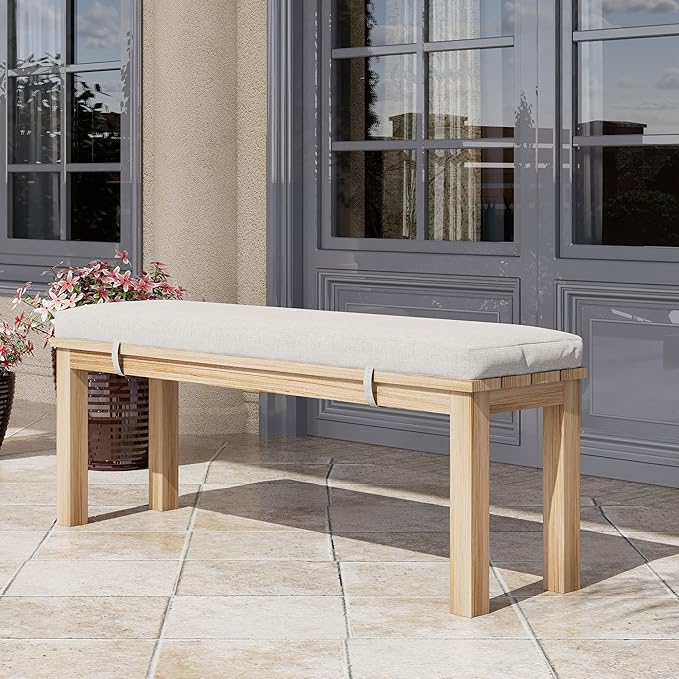 FansaFurn Outdoor Patio Bench, Metal Aluminum Outdoor Bench with Waterproof Cushions, Outdoor Patio Furniture Seating for Porch, Balcony, Deck, Backyard, Brown