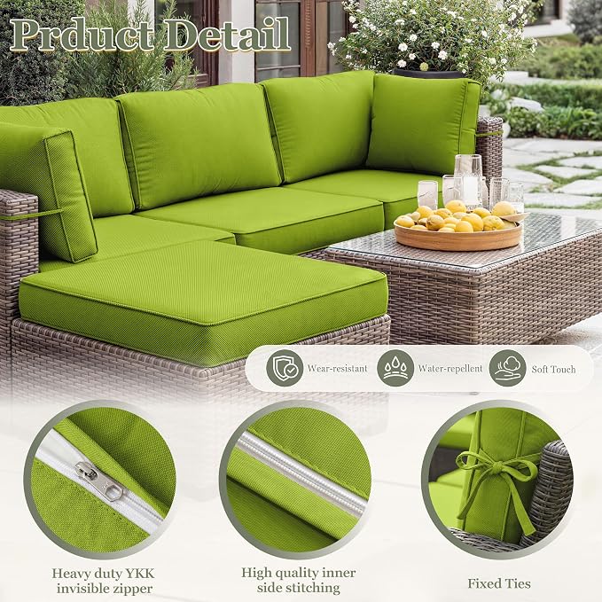 9 Pcs Outdoor Patio Cushions Covers Replacement Sets, Covers Only | 9 Pcs Patio Cushions Covers Replacement UV Resistant, Water Anti-Slip, Heavy-Duty Zippers for 5 Pcs Patio Furniture Set