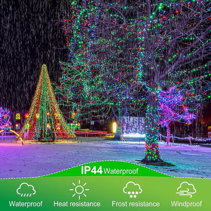 kemooie 500 LED Christmas String Lights, 164FT 8 Lighting Mode with Memory Plug in Green Wire Waterproof Lights, for Outdoor Birthday Christmas Party Garden Balcony Decorations (Red and Green)