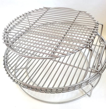 for Big Green Egg-XL 5-Piece Upgraded Replacement Kit for Large Eggspander, Including Multi-Function Grill Rack,Conveggtor Basket, Made of Stainless Steel, Expanded Cooking System
