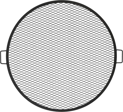 Sunnydaze X-Marks Outdoor Fire Pit Grill Grate for Cooking - Round Fire Pit Grate - Steel Campfire BBQ Grill with Handles - 36-Inch