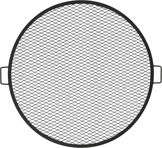 Sunnydaze X-Marks Outdoor Fire Pit Grill Grate for Cooking - Round Fire Pit Grate - Steel Campfire BBQ Grill with Handles - 36-Inch