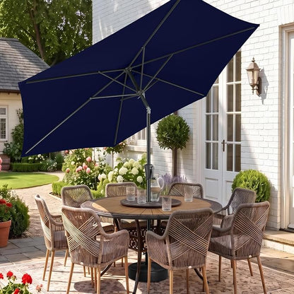 10 ft Patio Umbrella Outdoor with Push Button Tilt, Navy Blue | UV Protection, Waterproof, Large Porch Deck Umbrella for Pool, Table, Garden, Backyard, Provides Shade