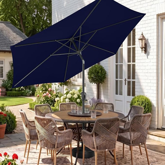 10 ft Patio Umbrella Outdoor with Push Button Tilt, Navy Blue | UV Protection, Waterproof, Large Porch Deck Umbrella for Pool, Table, Garden, Backyard, Provides Shade