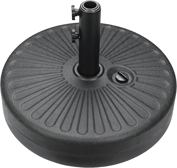 20" 50 lbs Fillable Heavy Duty Umbrella Base, Stable Outdoor Stand, Durable Holder for Lawn Patio Deck and Poolside Parasols, Black