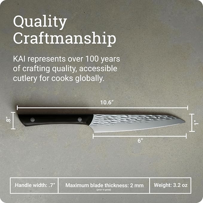 Kai PRO 6" Utility Knife | Hand Sharpened Japanese Kitchen Knife, Japanese AUS6M Stainless Steel Blade, Full-Tang POM Handle