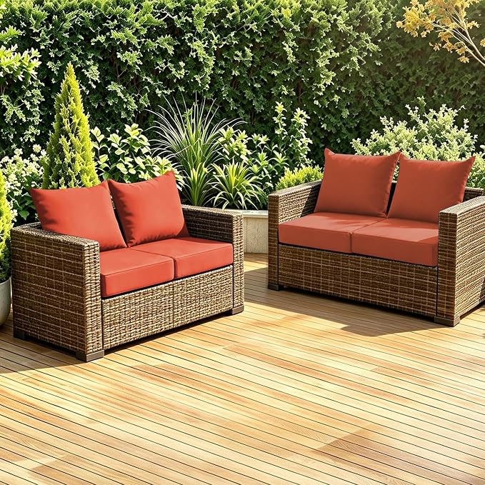 Patio Cushions for Outdoor Furniture, 24x24 Outdoor Couch Cushions, Waterproof & Fade-Resistant Patio Chair Cushions with Removable Cover, Replacement Outdoor Deep Seat Cushion, Spice (Set of 4)