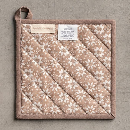 Maison d' Hermine Pot Holders 100% Cotton Potholders (8" x 8", Pack of 1) | Heat Resistant Hot Pads with Loop BBQ Cooking Baking Hotel Kitchen Handling Hot Pans Thanksgiving Christmas - Allure