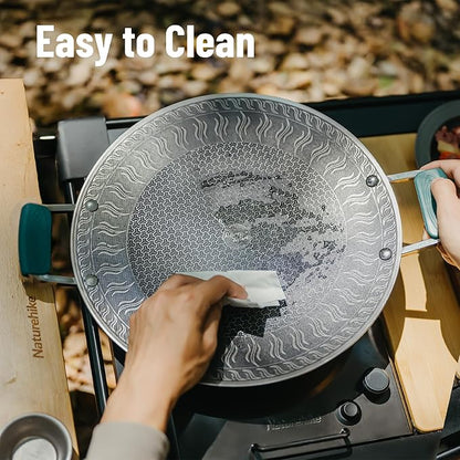 windhike Naturehike Griddle Pan with Foldable Handle, 11" Non Stick Flat Grilling Skillet for Indoor Outdoor, Honeycomb Coating Stainless Steel Crepe Pan for Korean Barbecue, Camping (11.7-inch)