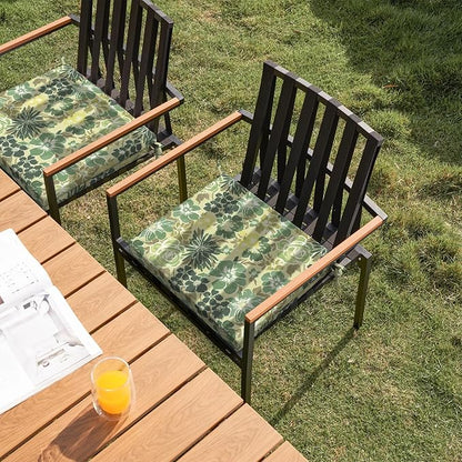 DYTXIII Set of 2 Outdoor Chair Cushions, Water Resistant 18.5"x16"x2" Square Seat Cushion for Patio Dining Chairs, High-Density Replacement Pads for Indoor Outdoor Furniture - Green Rose