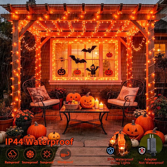 JMEXSUSS 400 LED Orange Lights for Halloween Decor, Plug in with Remote | 132ft Orange String Lights Indoor Outdoor, Fall Lights for Living Room Garden Patio Party Haunted House Tree Decorations