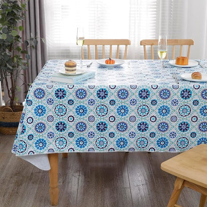 Heavy Duty Vinyl Tablecloth with Flannel Backing Waterproof Oil-Proof Plastic Table Cloth Stain-Resistant Wipeable Rectangle or Square Table Cover for Indoor and Outdoor (Floral Vine,60x84 Inch)