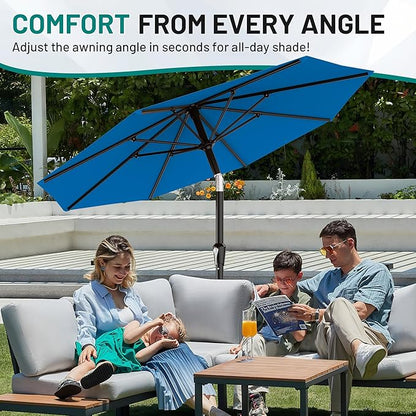 AreShark 10 FT Outdoor Patio Umbrella, Patio Table Umbrella with Push Button Tilt and Crank, Outdoor Patio Umbrellas with 8 Fiberglass Ribs, Patio Umbrellas for Market, Garden, Pool (Royal Blue)