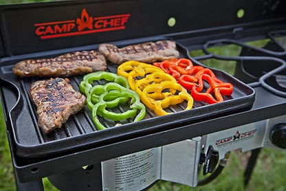 Camp Chef Reversible Pre-Seasoned Cast Iron Griddle, Cooking Surface 14 in. x 16, Black