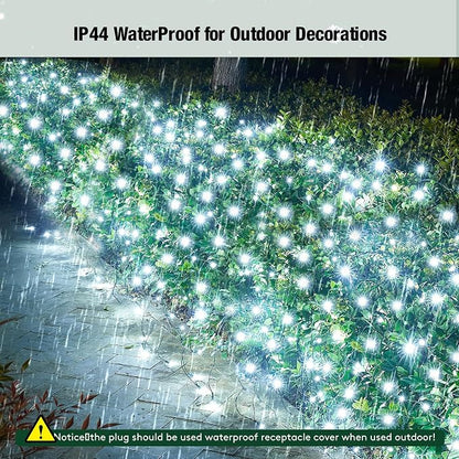 Led White Christmas Net Lights Outdoor Christmas Bushes Lights 120Led 6ftx5ft, Connectable Outdoor Indoor Mesh Net Lighting for Xmas Holiday, Garden, Lawn, Shrubs, Trees, Bushes Decorations