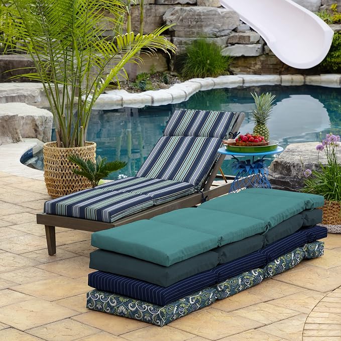 Arden Outdoor Chaise Cushion, 21x72, Blue Stripe
