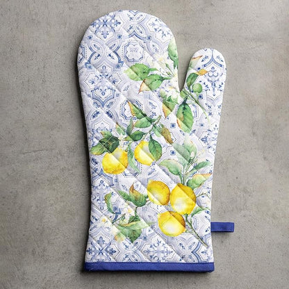 Maison d'Hermine Oven Gloves 100% Cotton Oven Mitt 7" x 13" with Loop Heat Resistant BBQ Cooking Gloves Baking Grilling Kitchen Hotel Home Farmhouse Spring Summer (Pack of 1, Citrus)