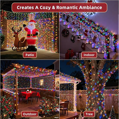 300LED 75FT Christmas Lights Indoor, LED Christmas Tree Decoration Lights with 12 Modes & Timer Memory, Dimmable Plug In Waterproof LED Xmas Light for Yard Trees Wedding Party Holiday Multicolor