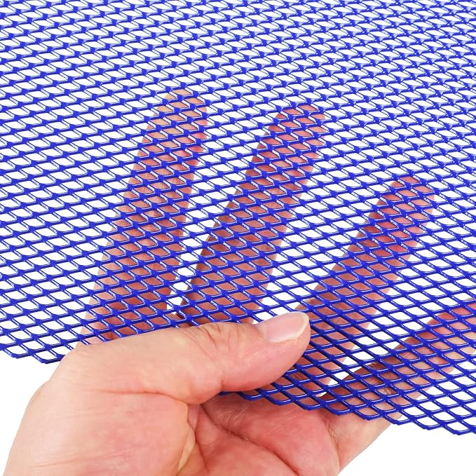 AggAuto Universal 40"x13" Car Grill Mesh 4x8mm Rhombic Hole Blue | Aluminum Alloy Automotive Grille Insert Bumper, One of the Most Multifunctional Shape Grids 100x33cm