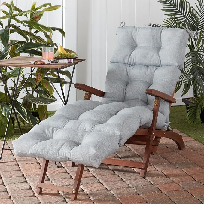 Greendale Home Fashions 72 x 22-inch Outdoor Chaise Lounge Cushion, Cement