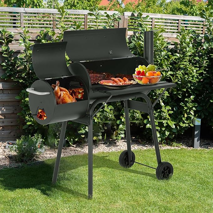 Charcoal Grills,BBQ Grill,Portable Charcoal Grill,Braised Roast Patio Grill,Grills Outdoor Cooking,Offset Smoker Grill with Thermometer,Outdoor Grills for 6-10 People,Backyard,Patio Parties