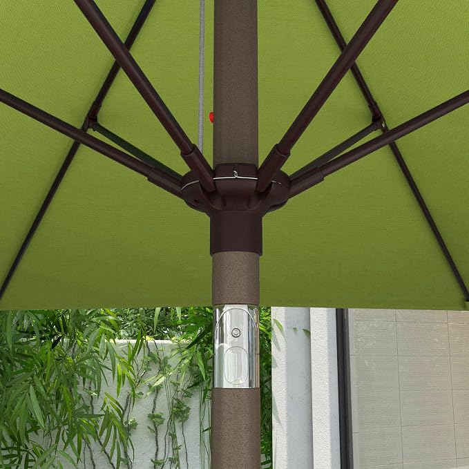 Sunline 7.5 ft Patio Umbrella with Crank & Push Button Tilt, Outdoor Market Umbrella with UV Protection & Wind Vent and Fiberglass Ribs, Metal Frame for Deck, Pool & Table, Lime