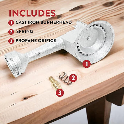 Gas ONE Propane High Pressure Cast-Iron Round Burner Head with Brass Fitting Orifice