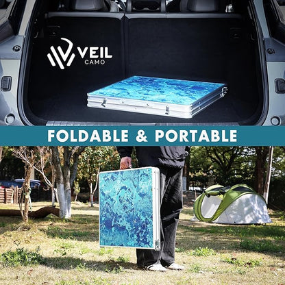 VILLEY Folding Camping Table 4FT, Large Portable Aluminum Table with Adjustable Height, Foldable Lightweight Picnic Table with Carry Handle for Camping, BBQ, Outdoor & Indoor Activities