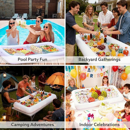 JOYIN 3-Pack Inflatable Serving Bars Cooler - Inflatable Cooler Ice Buffet Salad Serving Trays with Drain Plug, Food Drink Holder for Indoor Outdoor Summer Picnic Beach Pool Luau Party