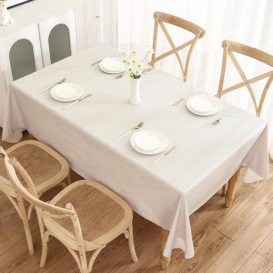 Walrus Heavy Duty Vinyl Tablecloth with Flannel Backing Waterproof Oil-Proof Plastic Table Cloth Stain-Resistant Wipeable Rectangle or Square Table Cover for Indoor and Outdoor (Weaving, 54X54 Inch)