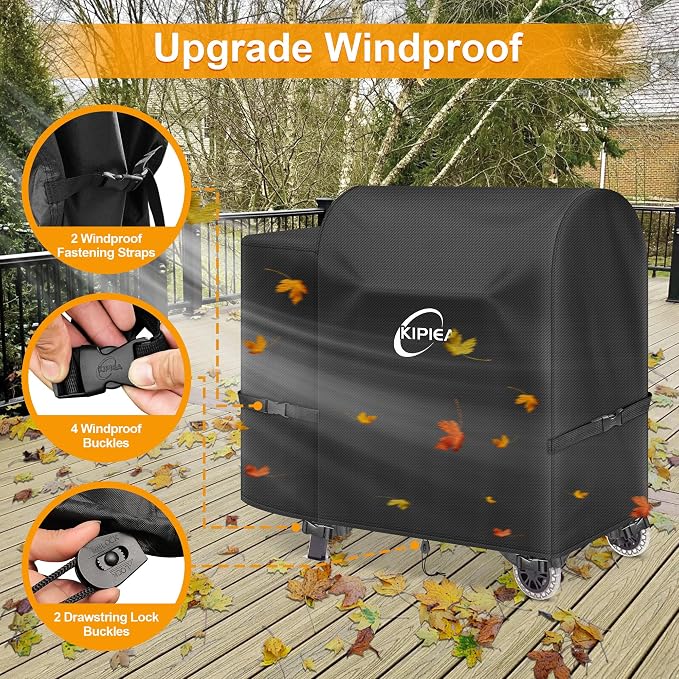 600D Heavy Duty Pellet Grill Cover for Pit Boss 700FB, Classic 700, and Pro 600 Series, Waterproof Wood Pellet Smoker Cover with Windproof Buckles, UV Resistant, No Tear, No Fading