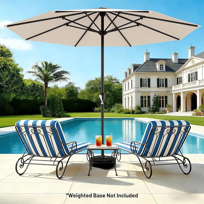 AreShark 12 FT Patio Umbrella for Outdoor, Outdoor Table Umbrella with Crank, Outdoor Patio Umbrellas with 8 Sturdy Ribs, Patio Umbrellas for Market, Garden, Pool (Cream White)