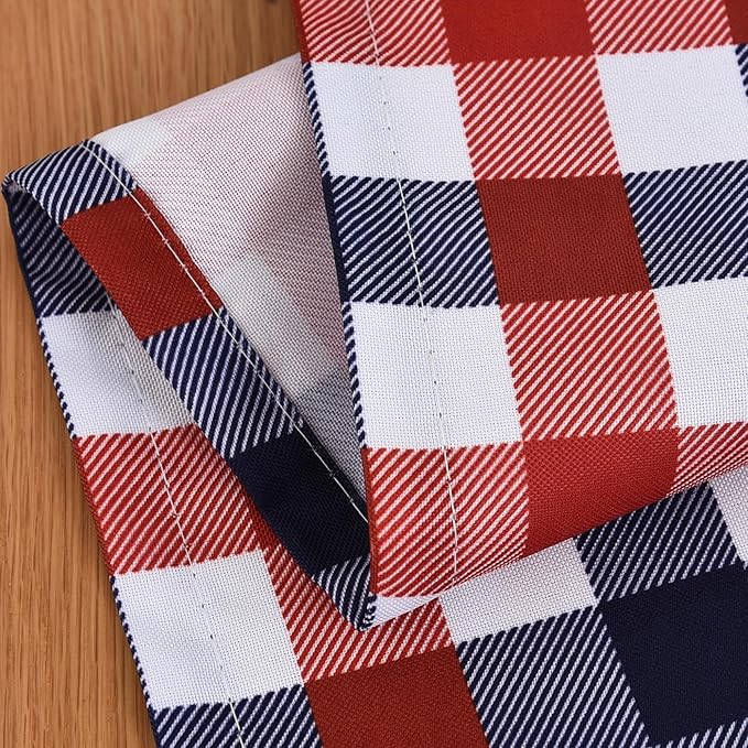 Waterproof Checkered Tablecloth Runner Fabric - Rectangle 12x108 Inch Classic Gingham Buffalo Plaid Table Cover for Indoor/Outdoor Use - for Kitchen, BBQs, and Parties